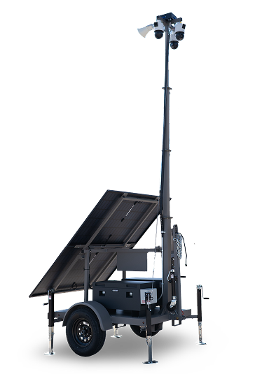 Security officer, surveillance trailer, and patrol SUV — mobile surveillance in Nashville