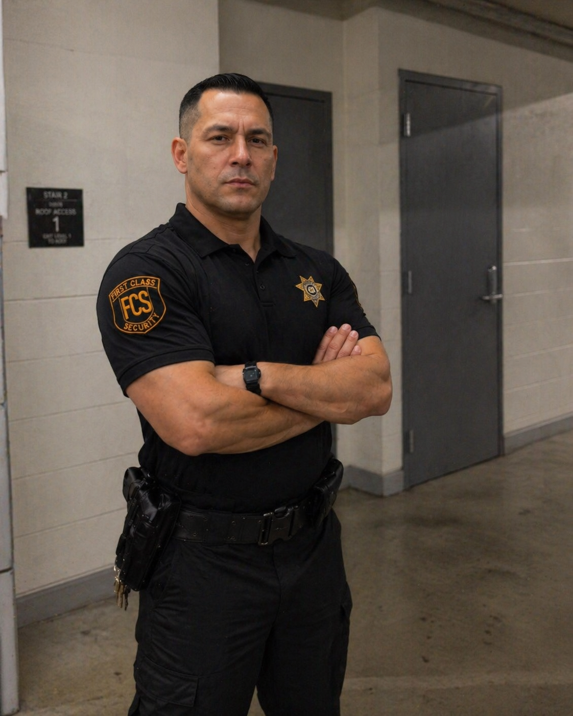 First Class Security armed officer in professional uniform in Nashville TN